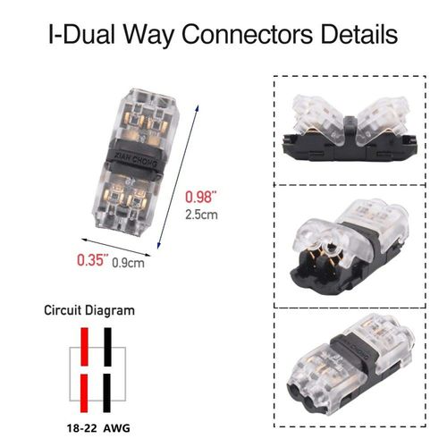 Kalolary Low Voltage Wire Connectors, 20 Pack Wire Connector 2 Pin 2 Way I Tap, Quick Solderless Universal Compact Wire Splice Connection Self-Stripping, Fits 20-24 AWG