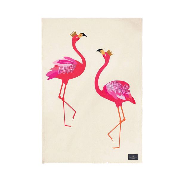Sara Miller tea towel flamingo placement