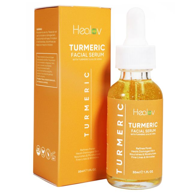 Turmeric Serum for Face & Body - All Natural Turmeric Skin Brightening Serum for Dark Spots - Turmeric Facial Repair Serum Cleanses Skin, Fights Acne, Evens Tone, Minimizes Pores - Pure Turmeric Oil