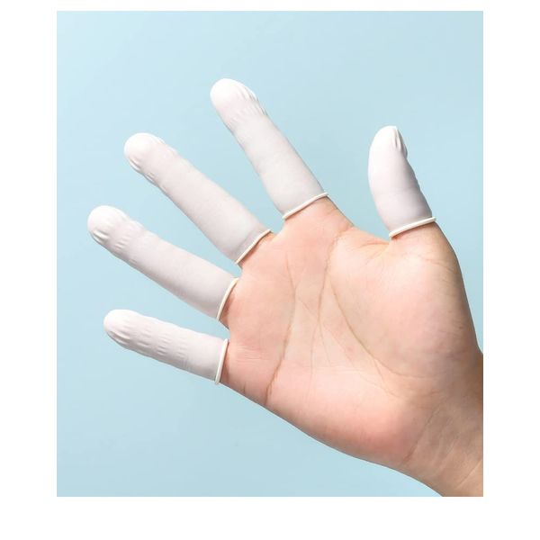 Rubber Finger Cot, Latex Finger Cot, Silicone Finger Cot, Latex Finger Cots, Gel Finger Cots, White Latex Rolled Finger Cots, Single-Use, Anti-Static, Finger Protection, 100 PCS