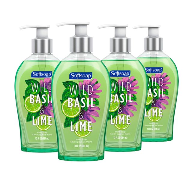 Softsoap Liquid Hand Soap, Wild Basil & Lime, 13 Ounce, 4 Pack