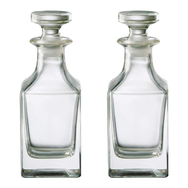 Dornberger - Mini Square Decanter - Set of 2-150 ml per Decanter - Glass Decanter with Stopper - Stephanie Range - Decanter Set - Classy Decanter for Wine - Modern Wine Decanter with Stopper