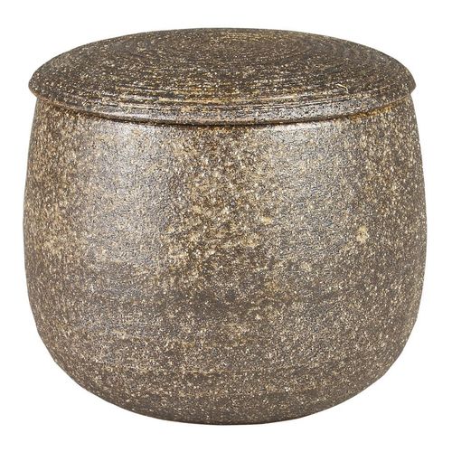 Iga Ware Ohitsu Black Persimmon Glaze with Rice Spoon, Yamahon Pottery