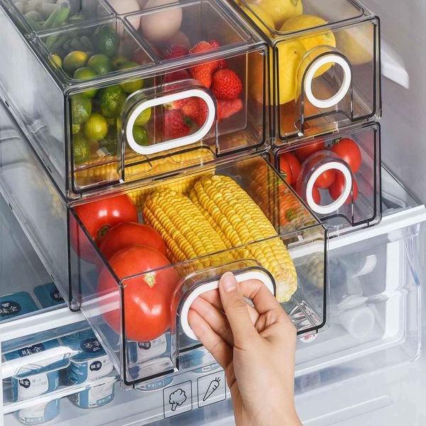 Refrigerator Organizers and Storage Stackable Storage Drawers, Large Heavy Du...