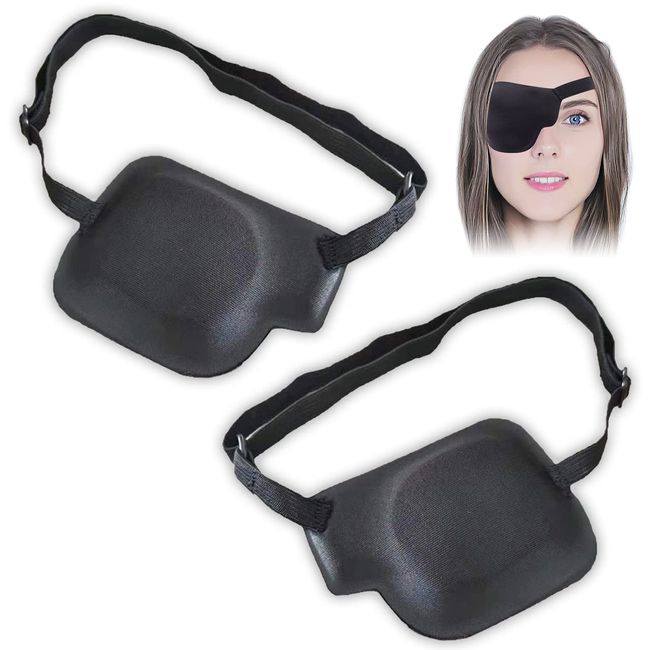 Rimikuru One Eyepatch, Right Eye, Left Eye, 2-Piece Set, 3D Eye Patch, Eye Mask, Black, 3D, Blackout Eyepatch