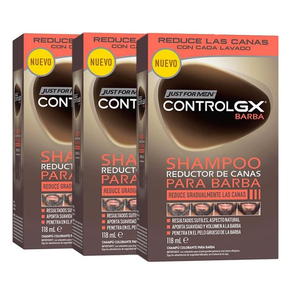 Just For Men Control GX Graureduzierendes Bartshampoo für dezente, natürlich wirkende Ergebnisse, alle Nuancen 118ml x 3-3er Pack