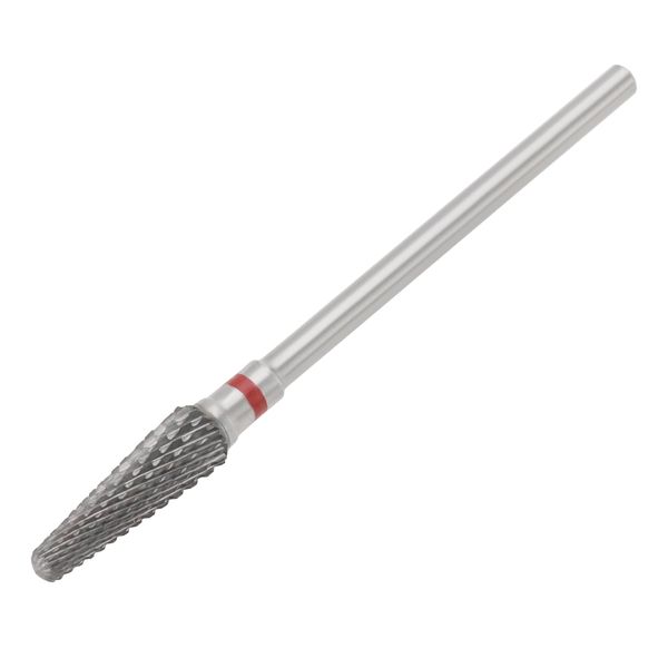 Be In Your Mind Milling Cutter Bit Hard Metal Milling Cutter 2.35mm Manicure Drill Bit Beauty Nail Drill Electric Manicure for Remove Gel Cuticles and Panel (Red F Fine Teeth)