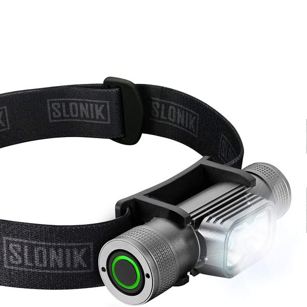 SLONIK Rechargeable Headlamp for Adults 1000 Lumens Super Bright 600 ft Beam LED Headlamp 2200mAh Battery – Lightweight, Heavy-Duty, IPX8 Waterproof Hard Hat Light – Camping, Running Headlight (Black)