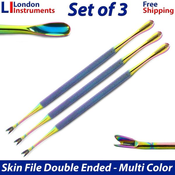 Cuticle Pusher Dead Skin Remover V-Shaped Skin Remover D-End Instrument Set of 3