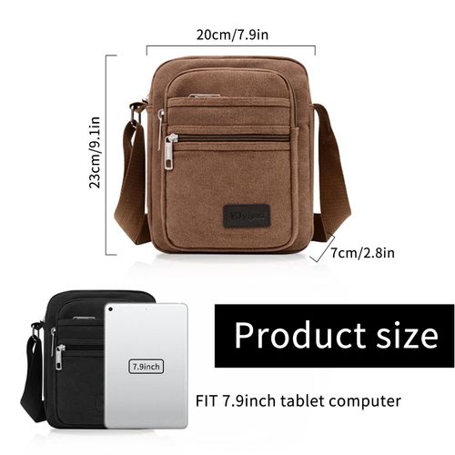 FuninCrea Casual Crossbody Bag, Canvas Shoulder Bag Messenger Bags for Men, Multi Pocket Crossbody Phone Bag with Shoulder Strap for Sporting, Travelling, Hiking, Cycling (brown)