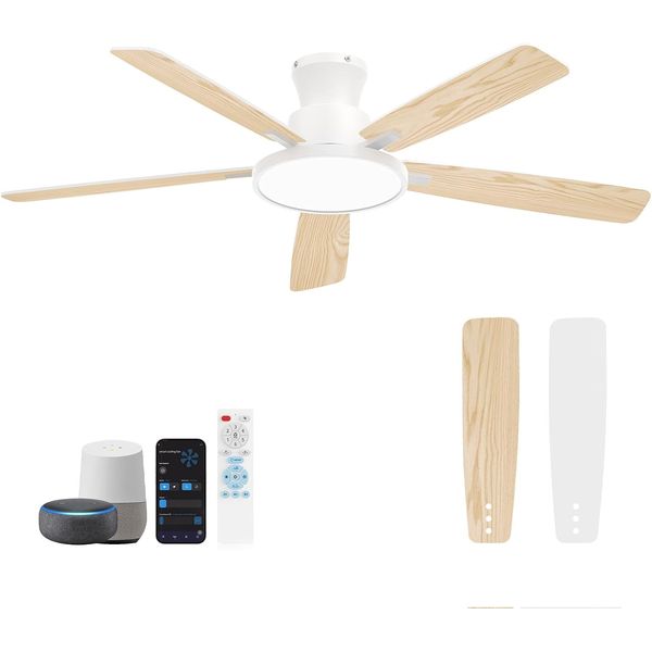 Ceiling Fans with Lights,52 Inch Smart Ceiling Fan, Remote/App Control, Compatib