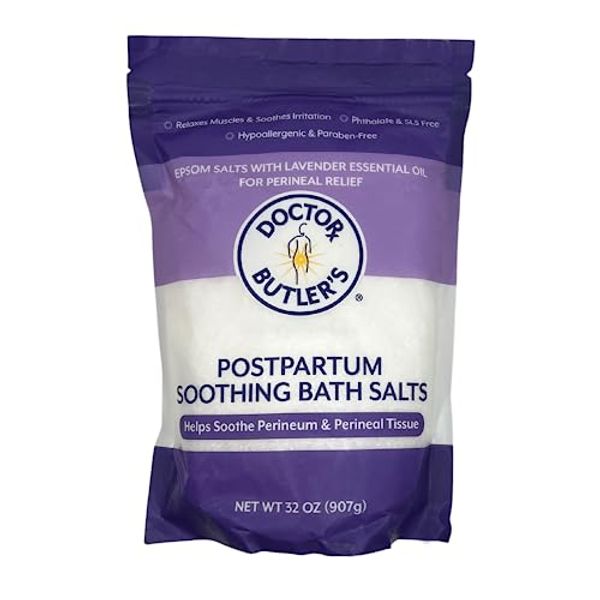 Doctor Butler’s Postpartum Soothing Bath Salts – Epsom Bath Salts for Women for Postpartum Recovery, Hemorrhoids, Discomfort, and Helps Soothe Perineum and Perineal Tissues After Birth (32 oz.)