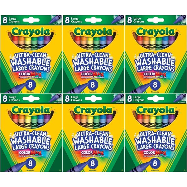 Crayola Kid's First Large Washable Crayons, 8 Count (Pack of 6)