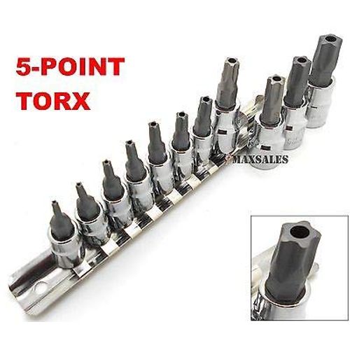 (KaleidoScope)11pc 5-POINT TORX STAR TAMPER PROOF SECURITY BIT SOCKET SET