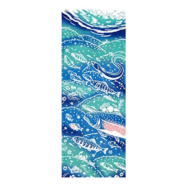 Todaya Shoten Rien Dyed Tenugui 788 Rien Some, River Fish