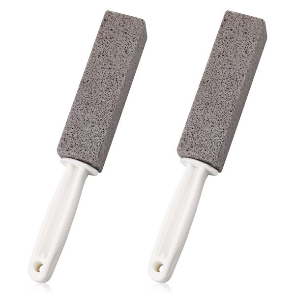 Pumice Cleaning Stone, with Handle Toilet Bowl Ring Cleaner Pumice Stone Sticks, Hard Water Ring Stains Remover Pumice Stone Sticks Brushes for Kitchen Bath Pool Household Cleaning(2 Pack)