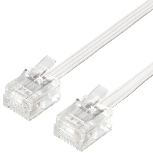 TARO'S CMJ-F05WH Modular Cable Telephone/Telephone Flat 6 Poles 4 Core White 5m Eco Simple Package