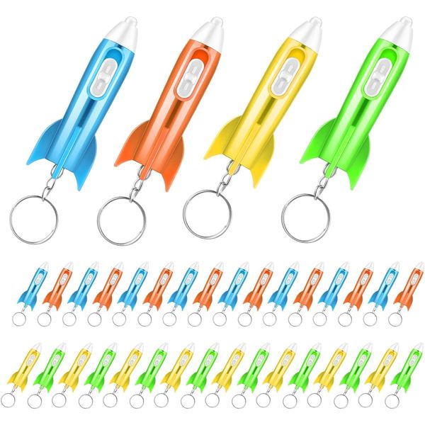 Helicopter Flashlight Keychain Rocket LED Flashlight for kids Space Party Favors Helicopter Key Ring Astronaut Party Favors（24 Pcs）