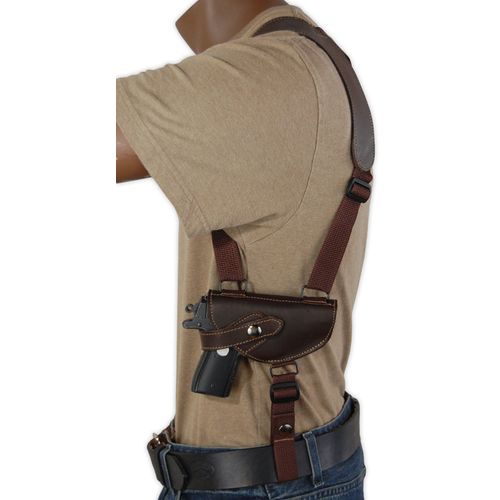Barsony Brown Leather Cross Harness Shoulder Holster for Para Warthog Nite/Hawg left