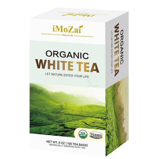 Imozai Organic White Tea Bags 100 Count Individually Wrapped