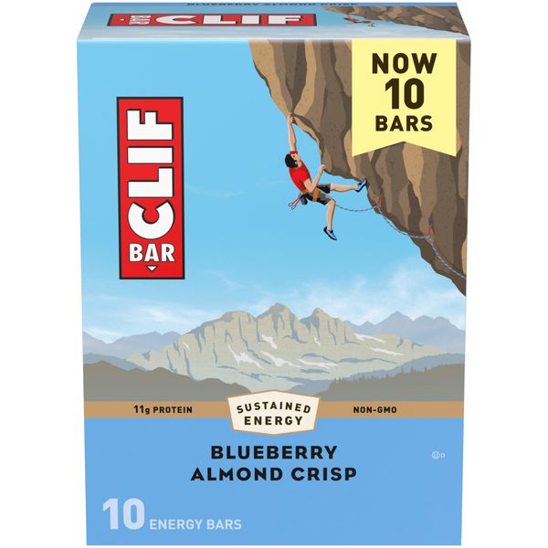 Clif Bar - Blueberry Almond Crisp - Made with Organic Oats - 11g Protein - Non-GMO - Plant Based - Energy Bars - 2.4 oz. (10 Pack)