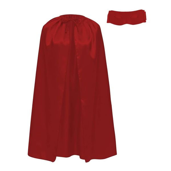 Superhelden-Umhang und Augenmaske für große Kinder und Jugendliche, Superhelden-Umhang, 90 cm lang, für Superman-Kostüm, Karneval, 2-teiliges Set (rot/rot)