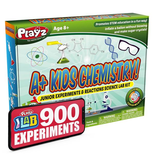 Playz Science Kits for Kids Age 8-12 with 900+ Science Experiments STEM Activities with Custom App and Exclusive Live 24/7 Support from an AI Scientist