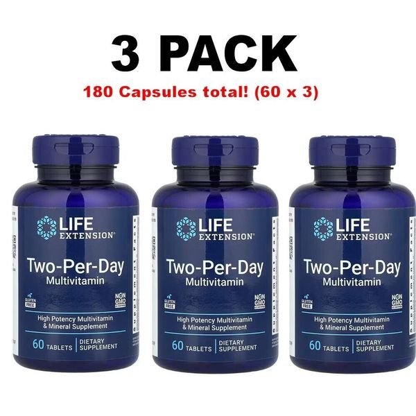 Life Extension, Two-Per-Day Multivitamin, 3 PACK, 180 Tablets total (60 each x3)