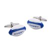 Blue Design Rugby Ball Design Cufflinks, Presented in a Box