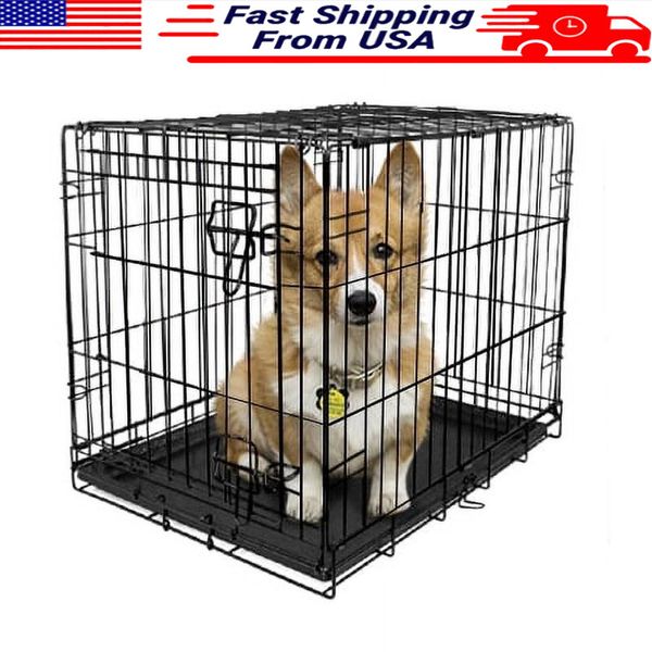 Folding Dog Crate Heavy Duty Steel Wire Removable Tray Portable Training New