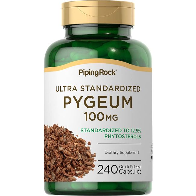 Pygeum 100mg | 240 Capsules | Standardized Extract | Supplement for Men | Non-GMO, Gluten Free | by Piping Rock