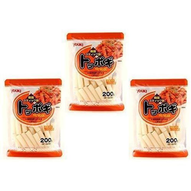 Youki Toppogi Korean Rice Cake Sticks 150g x 3 Bags