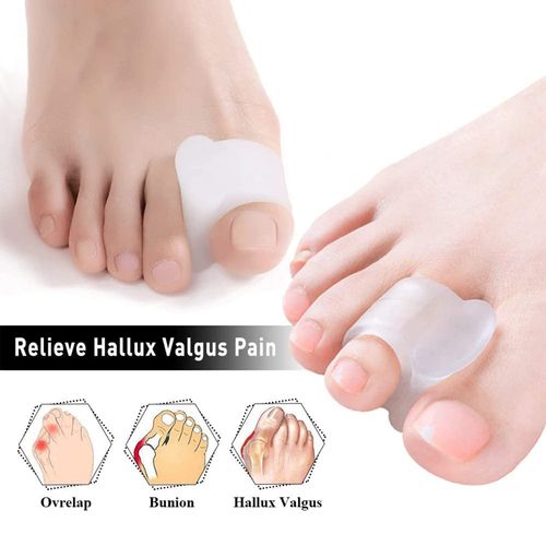 Aulese Pack of 8 Toe Separators, Gel Toe Straightener, Small Toe, Silicone Toe Separator for Bunion and Hammer Toes, Hallux Valgus Correction Relief Pressure and Pain (White-S)