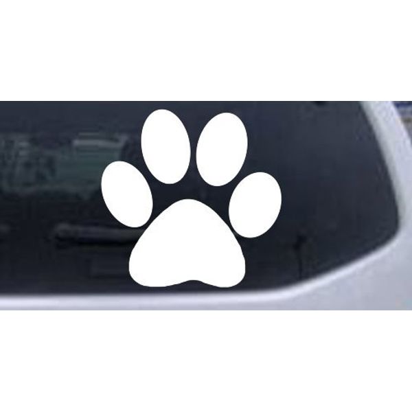 White 3in X 3in -- School Team Paw Print Sports Car Window Wall Laptop Decal Sticker