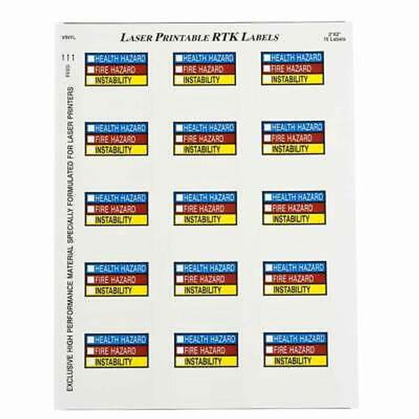 Brady 59243 Laser Printable Vinyl Right-to-Know Label Blanks Health Fire Hazard