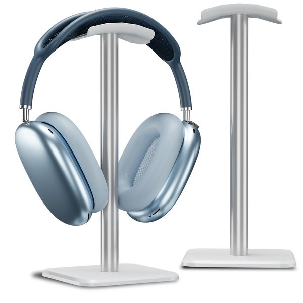 Alyvisun Headphones Stand [Weighted Base & Taller Height] Headset Holder Stand, Universal Headset Desk Hook for All Gaming Headset/Desktop Earphones, Silver