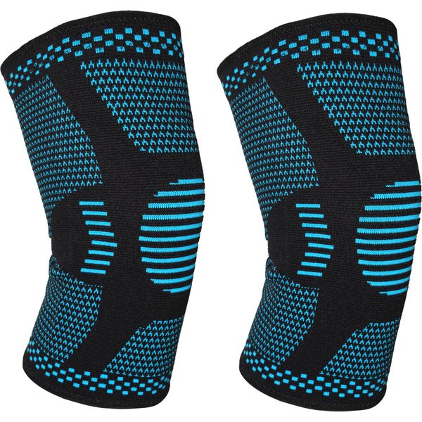 VIP Knee Pads Knee Support for Women/Men, 2 Pack Knee Brace Compression Sleeve Support Arthritis, Joint Pain Ligament Injury Meniscus Tear ACL Volleyball Sports, Black/Blue, XL