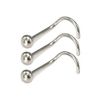 3pcs Silver Nose Stud Hook Screw Curve Plain Ball 3mm Body Piercing