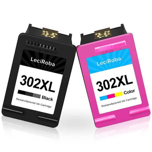 LeciRoba Remanufactured 302 Ink Cartridges Replacement for HP 302 ink cartridge XL for HP DeskJet 2130 3630 3632 OfficeJet 3830 3831 4650 5230 Envy 4520 4524 4527