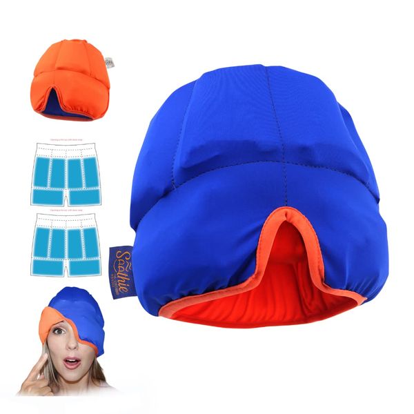 SOOTHIE Headache Relief Hat and Migraine Relief Cap. Ice Hat for Headaches & Puffy Eyes. Warm Therapy for Sinus & Stress Relief. Enjoy Our Improved Hat-33% More Soothing Gel Packs on Your Head!