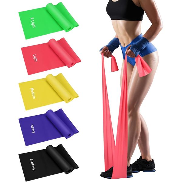 SARTHN Exercise Bands for Working Out, Resistance Bands Set with 5 Resistance Levels, Skin-Friendly Elastic Bands with Carrying Pouch for Home Workout