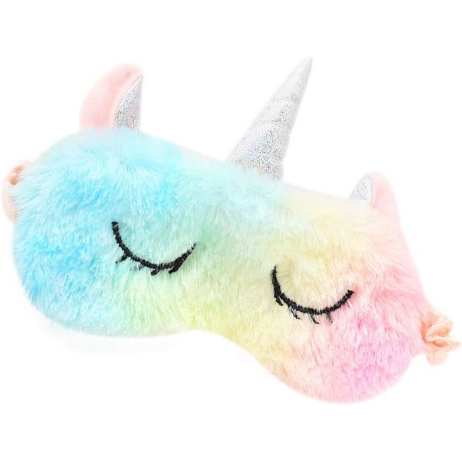 Soft Plush Animal Sleep Mask with Cute Rabbit, Panda, Koala, and Unicorn Rainbow