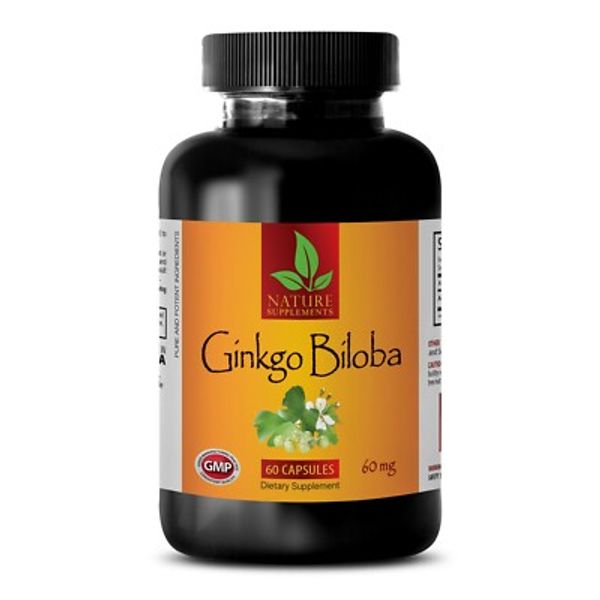 Brain Boost, Focus, Memory. Ginkgo Biloba Extract Powder 60mg - 1 B, 60 Caps