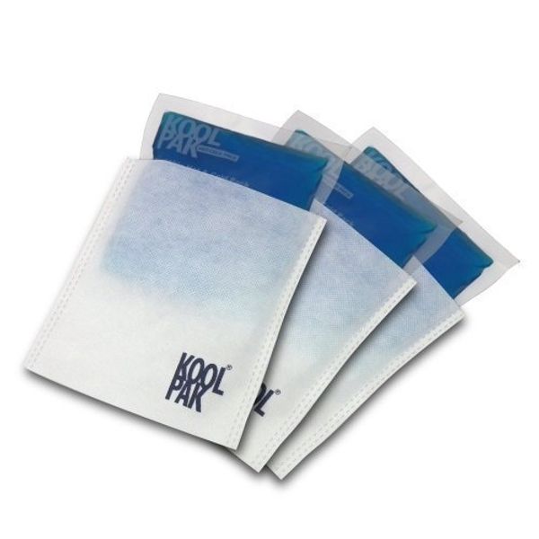 Koolpak 3X Small (13cm x 14cm) Reusable Hot and Cold Ice Gel Packs with 3X Protective Sleeves