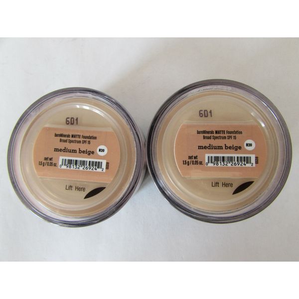 2 BareMinerals Foundation Broad Spectrum Matte Medium Beige 1.5g Travel Size