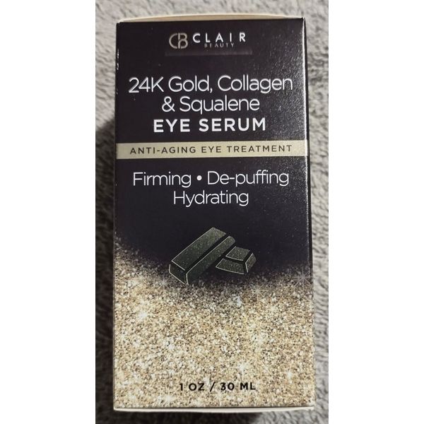 Clair Beauty 24K Gold Collagen Squalene Eye Serum Anti-Aging Eye Treatment 1 oz