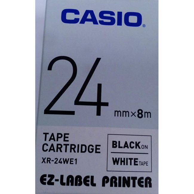 Casio XR-24WE1 Black on white label-making tape