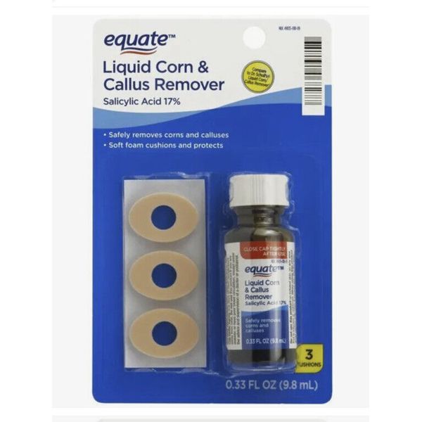 Equate Liquid Corn & Callus Remover with Cushions 0.33 oz Relieves Pain & Corns