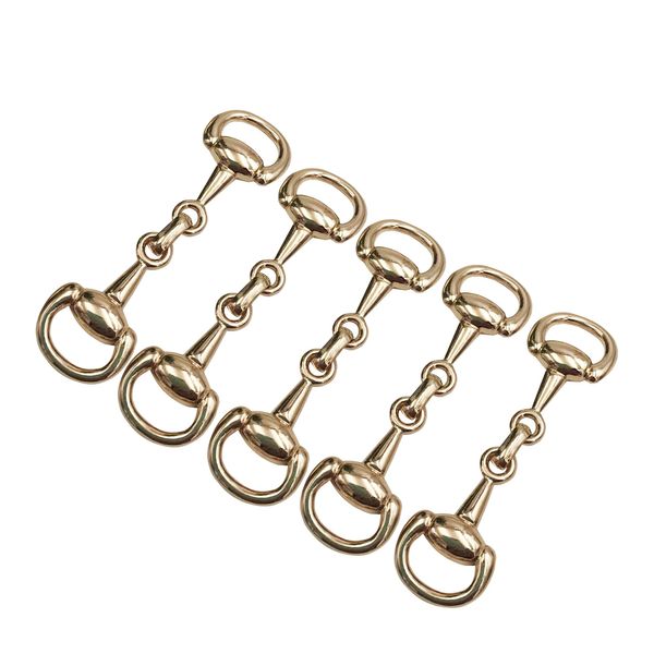 Dielianyi 6PCS Medium Gold Snaffle Bit Horse Bit Buckle Create Exquisite Equestrian Jewelry