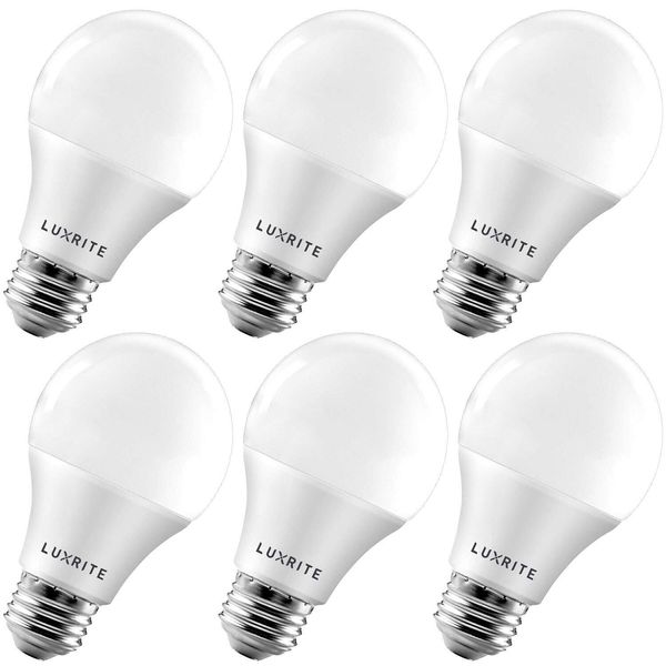 6 Pack Dimmable 3000K Soft White A19 LED Light Bulbs 800 Lumens Energy Efficient